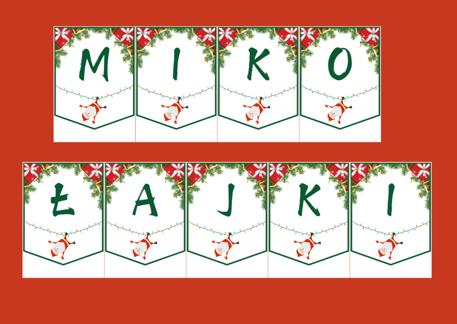 MIKOŁAJKI – Mikołaj – Boże Narodzenie – GIRLANDA – biblioteka – świetlica – przedszkole – gazetka – wersja 3