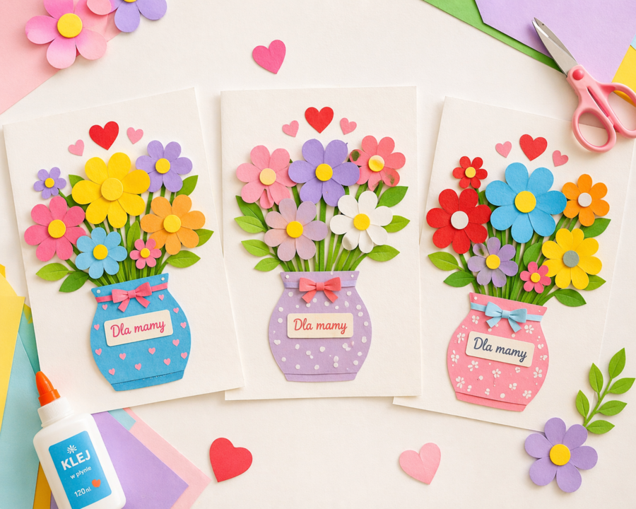 Bukiet dla mamy – praca plastyczna krok po kroku