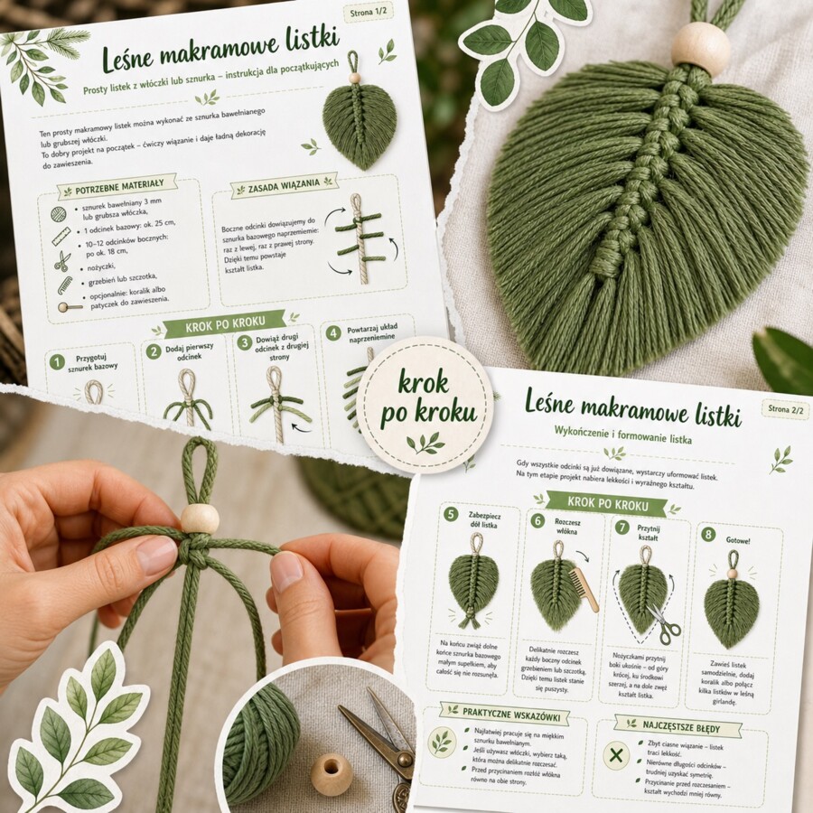 Leśne makramowe listki
