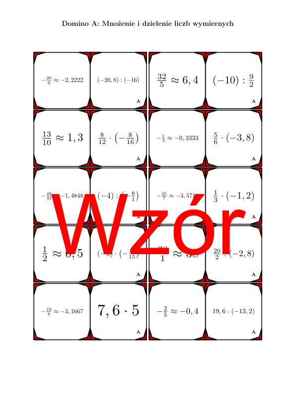 Domino - Mnożenie i dzielenie liczb wymiernych | matematyka