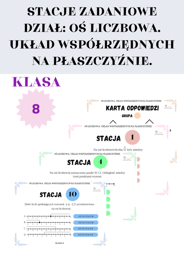 Stacje zadaniowe – oś liczbowa, układ współrzędnych na płaszczyźnie
