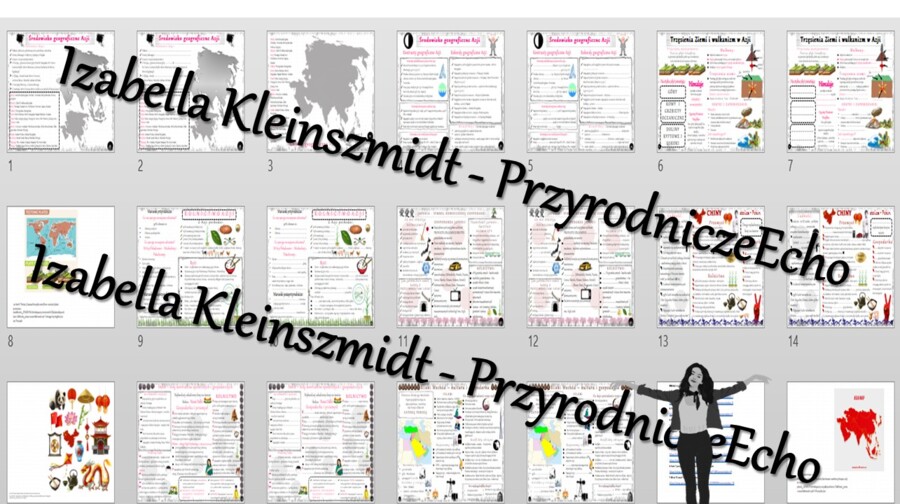 Zestaw sketchnotek i kart pracy + gratisowe linki do prezentacji multimedialnych niekomercyjnych wykonanych w genial.ly do indywidualnego pobrania i użycia do celów niekomercyjnych. Geografia 8, „Azja”