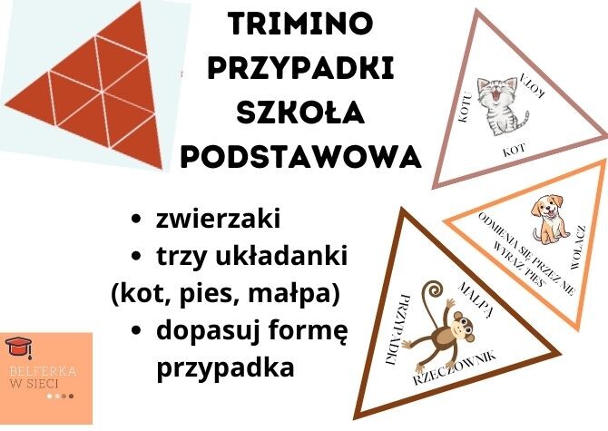 Trimino - zestaw 3 układanek, przypadki, język polski