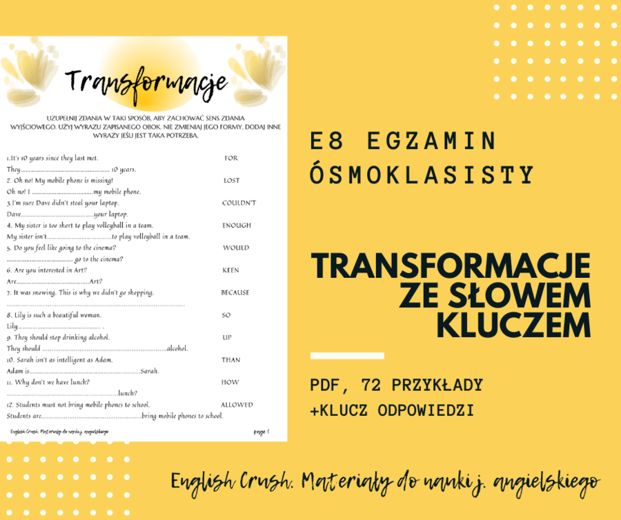 Transformacje ze słowem kluczem E8 egzamin ósmoklasisty