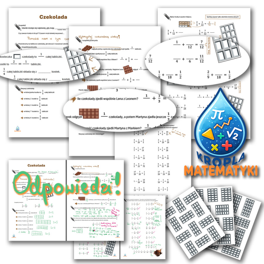 Praktyka dodawania ułamków zwykłych - czkoladowe budowanie zrozumienia ZadaniaPozaSchematem