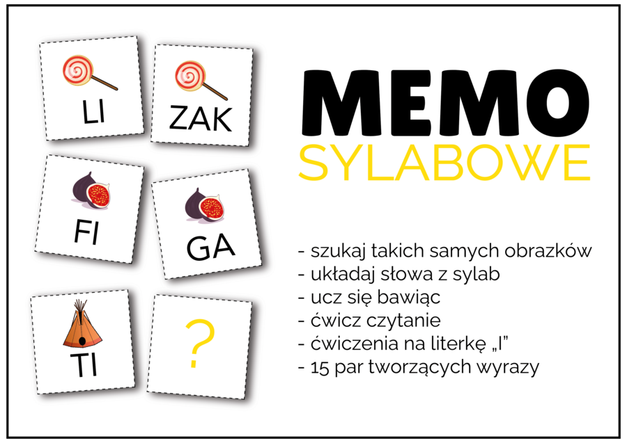 MEMO Sylabowe – 15 par tworzących wyrazy z literką „I”