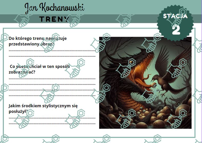 Treny I,V,VII,VIII Jana Kochanowskiego - stacje zadaniowe