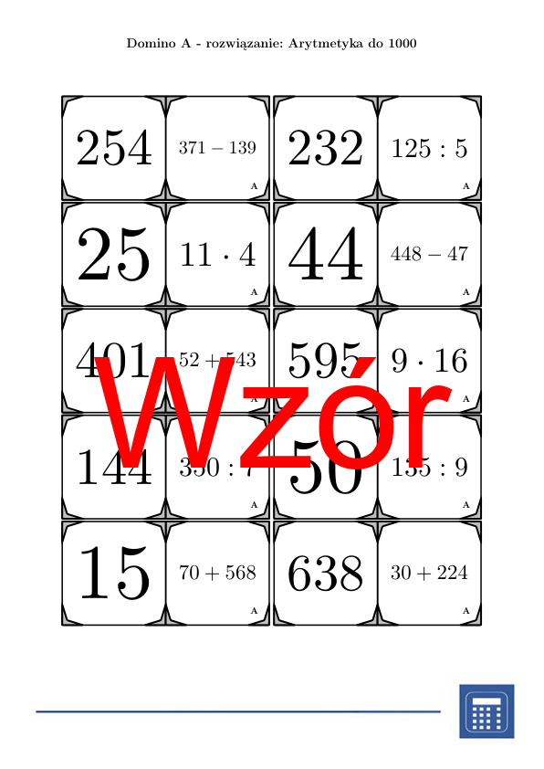 Domino - Arytmetyka do 1000 | matematyka