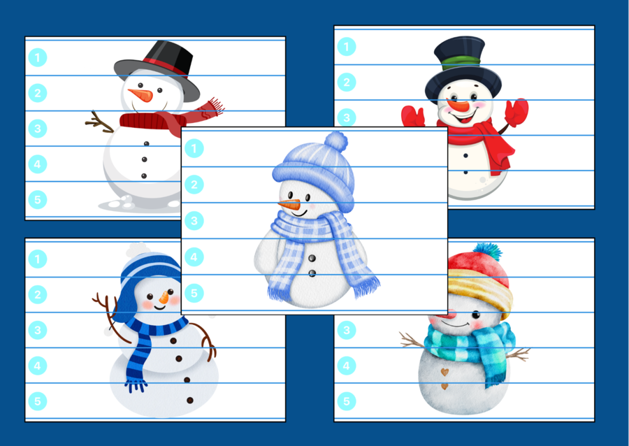 DZIEŃ BAŁWANA – Dzień Bałwanka – zima – puzzle – biblioteka – świetlica – przedszkole – 10 wersji