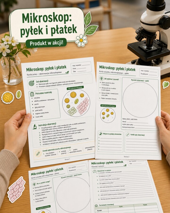 Mikroskop. Pyłek i płatek