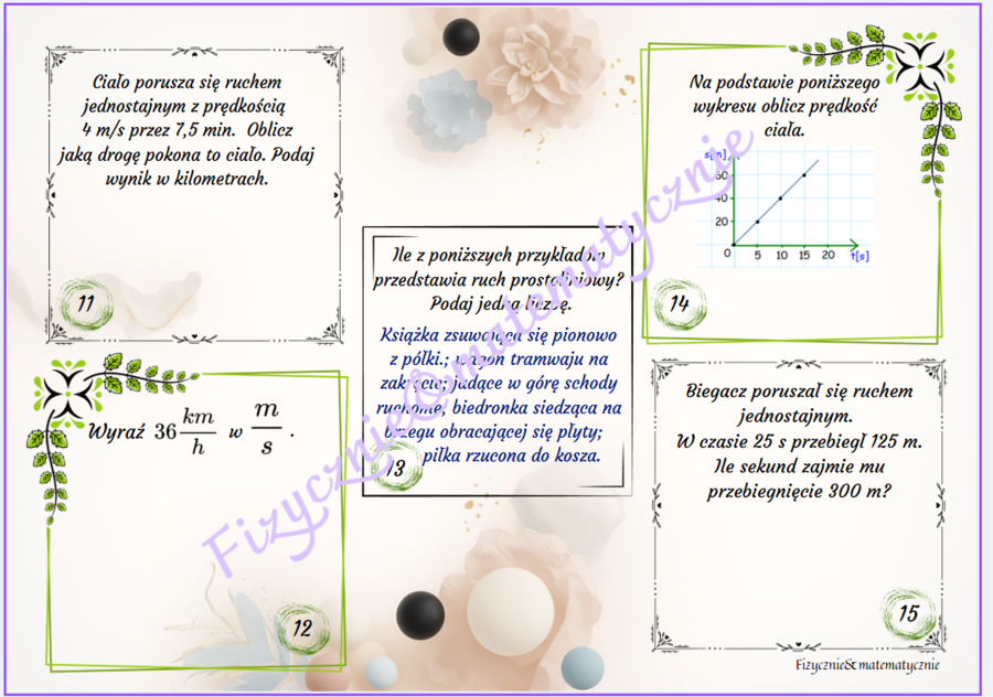 Ruch – karta pracy z szyfrem | Klasa 7 | 16 zadań + rozwiązania