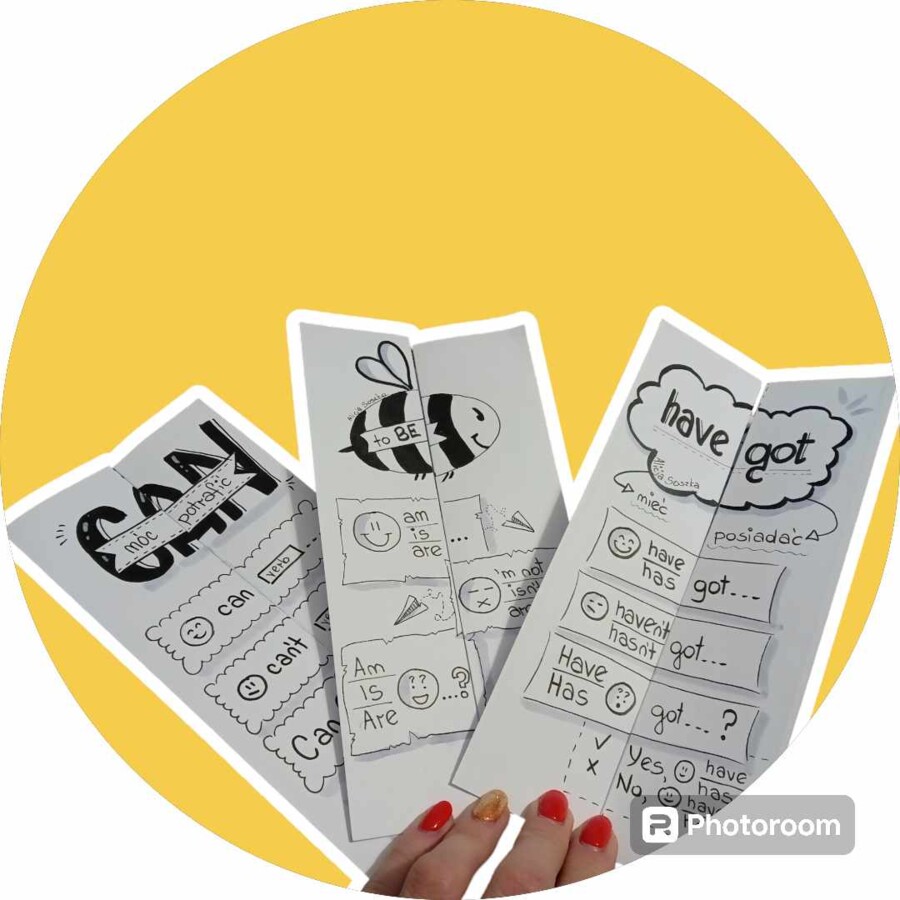 🎨 Zestaw craftowy: „Mini książeczki gramatyczne” – English Grammar Foldables (can, to be, have got)
