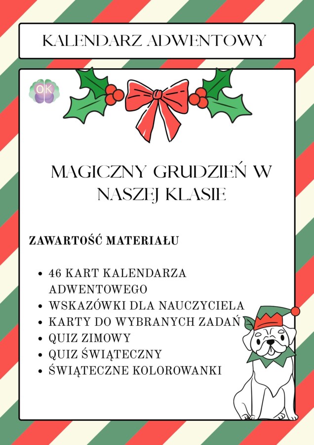 🎄 Kalendarz Adwentowy – Świąteczne i zimowe aktywności dla klas 1–3Kalendarz adwentowy, święta, zima, quiz zimowy, quiz świąteczny, aktywności dla dzieci, kreatywne zadania, gry edukacyjne, kolorowanki, zabawa w klasie, edukacja przedszkolna, nauka przez