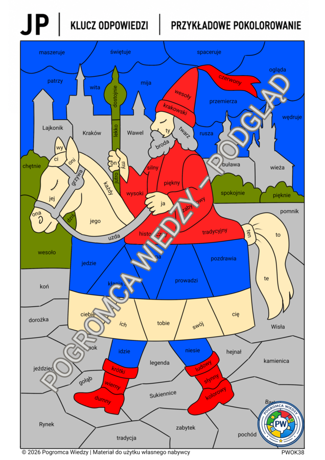 Gramatyczne skarby Polski - KRAKÓW - karta pracy + klucz od odpowiedzi