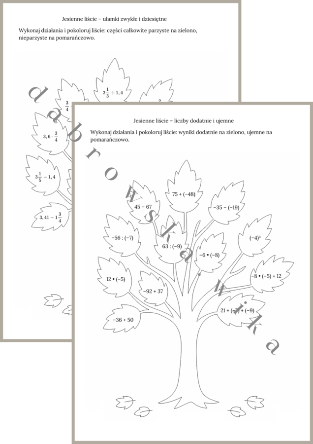 Jesienne liście – zestaw kart pracy