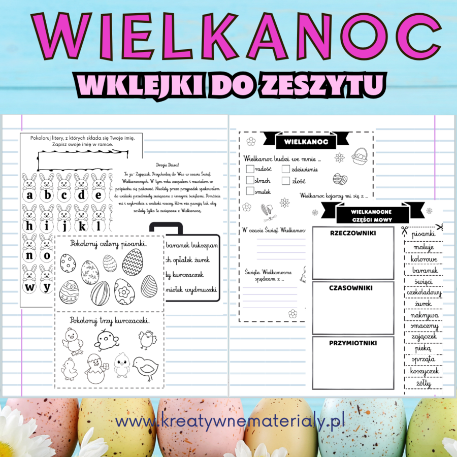Wielkanoc- wklejki do zeszytu i ćwiczenia do druku