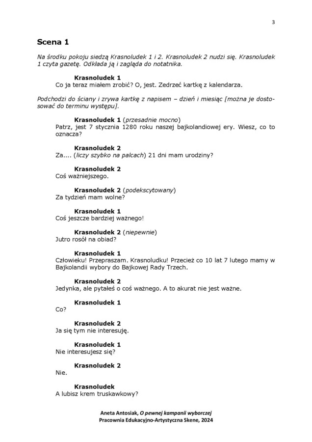 O pewnej kampanii wyborczej Scenariusz komedii dla młodszych i starszych