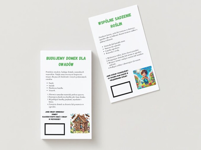 Karty wspólnych zadań. (Karty ekologiczne, Karty kreatywne, Karty sportowe, Karty naukowe).