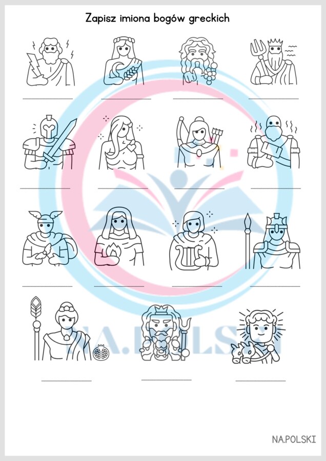 Bogowie greccy - graficzna karta pracy
