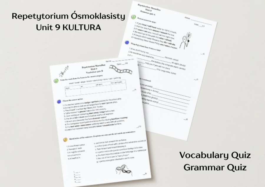 Repetytorium Ósmoklasisty Unit 9 - Kultura - kartkówki - grammar quiz - vocabulary quiz