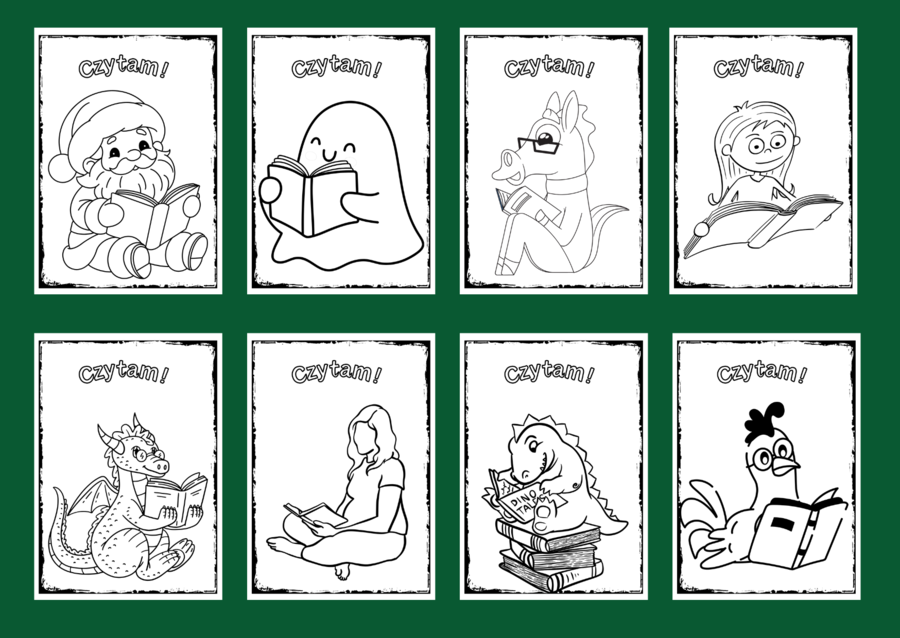 CZYTAM! - kolorowanka – kolorowanki – biblioteka – świetlica – przedszkole – 36 wersji