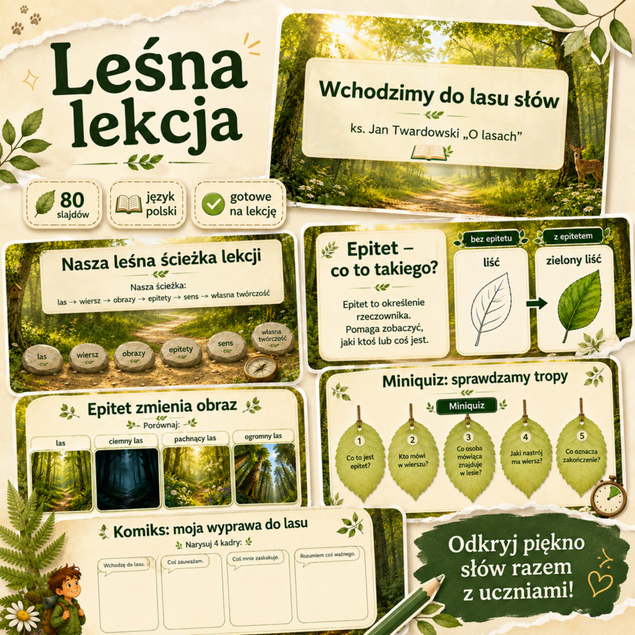 Prezentacja. "O lasach". Ks. Jan Twardowski. [80 Slajdów]