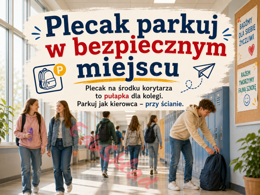 🛎️ Zasady bezpiecznej przerwy – nowoczesna gazetka korytarzowa z humorem