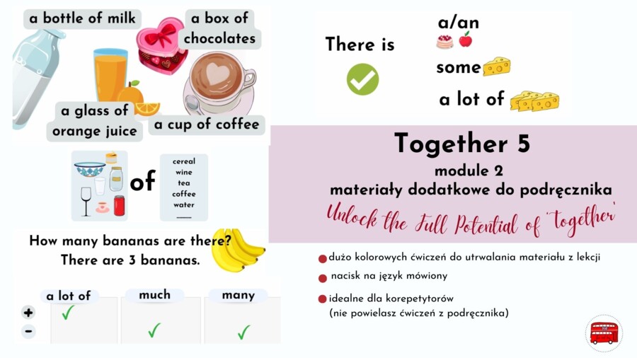Together 5, unit 2, materiały dodatkowe do podręcznika, rzeczowniki policzalne i niepoliczalne