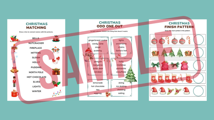 CHRISTMAS MEGA PACK – zestaw gier, kart pracy i aktywności świątecznych dla klas 1–3 | Christmas Worksheets (wykreślanki, kodowanie, krzyżówka, kolorowanki, gry typu memory, domino, Ja mam... Kto ma...i WIĘCEJ!)