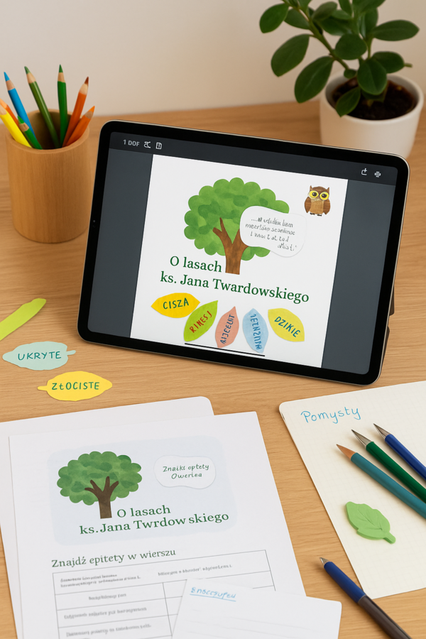 Scenariusz lekcji. Jan Twardowski "O lasach". [JĘZYK POLSKI]