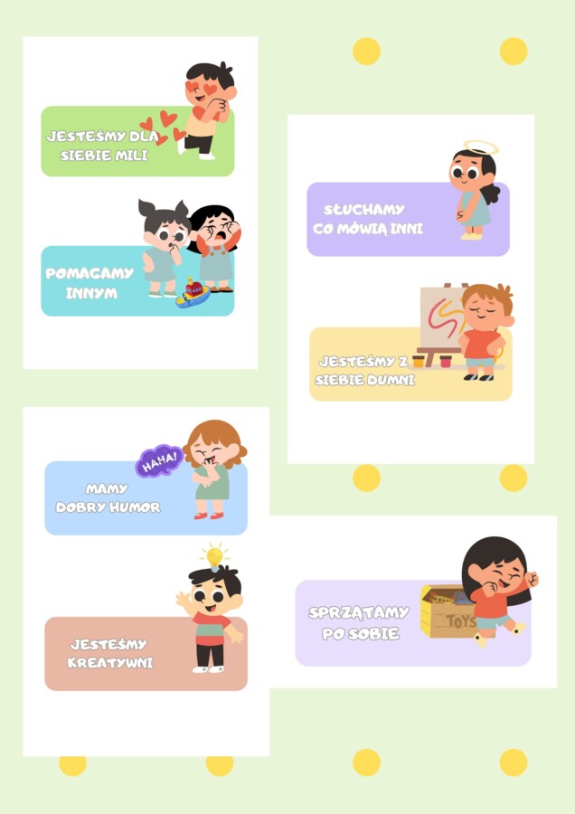 NASZE ZASADY - OBRAZKI NA TABLICĘ Z ZASADAMI GRUPY