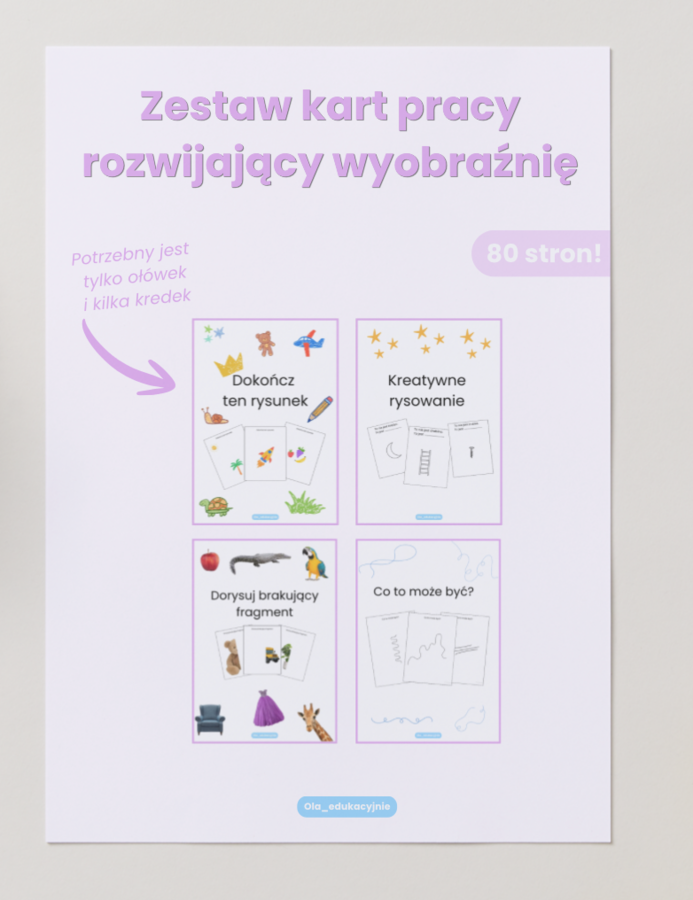 Zestaw kart pracy rozwijający wyobraźnię
