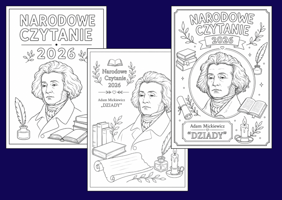 NARODOWE CZYTANIE 2026 – kolorowanki - zestaw 6 kart A4