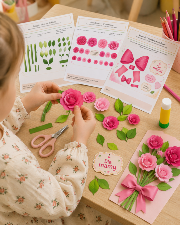 Wycinanka „Bukiet róż dla mamy”