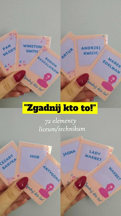 "Zgadnij kto to! - matura lektury obowiązkowe 72 hasła"
