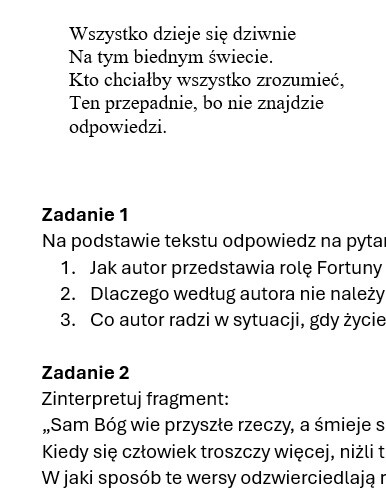Jan Kochanowski Pieśń IX_karta pracy_LO