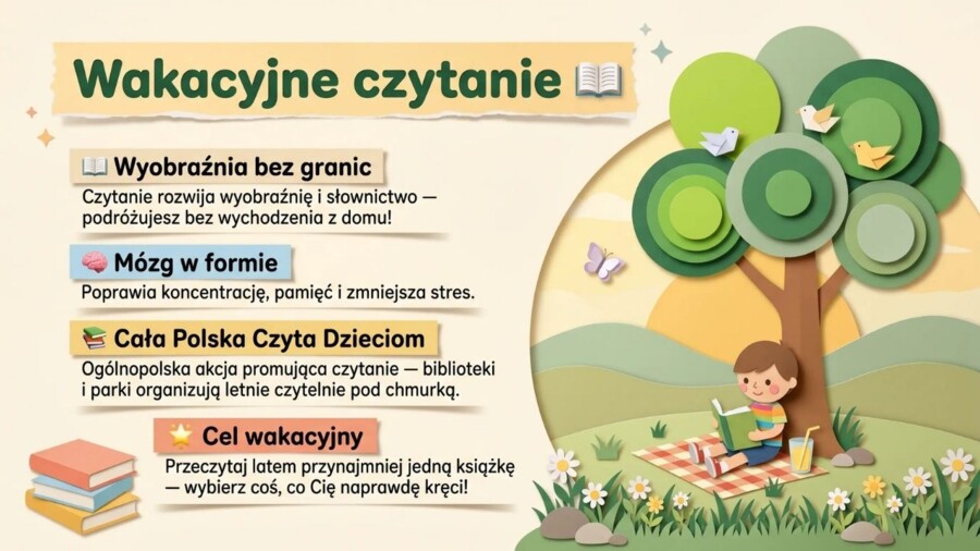 Wakacje – prezentacja edukacyjna i gazetka szkolna o bezpiecznym, zdrowym i ciekawym wypoczynku