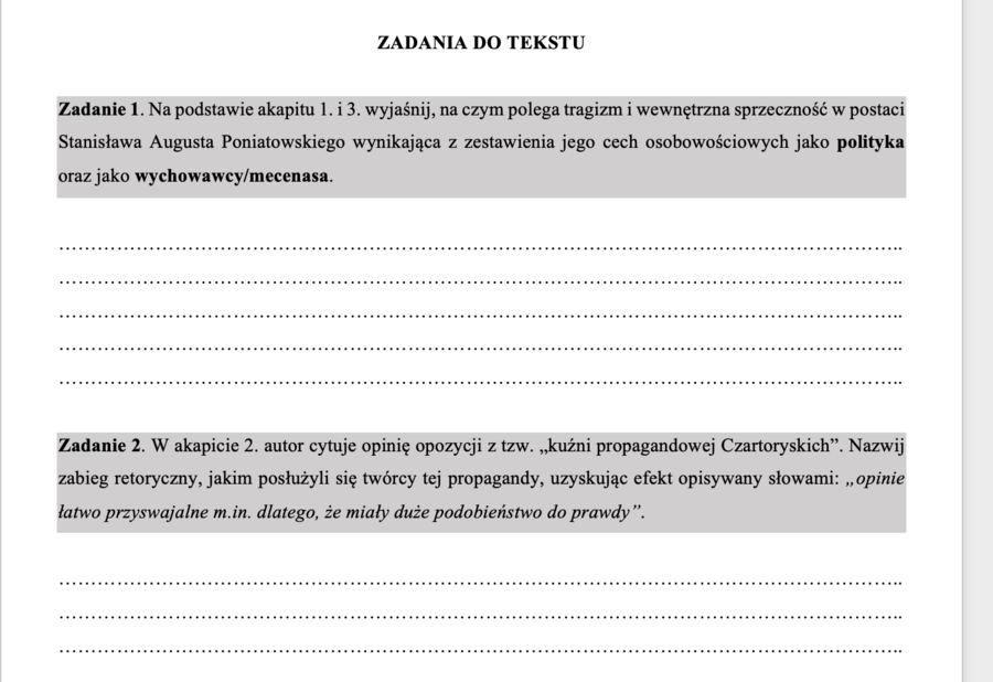 Marek Borucki – W kręgu króla Stanisława. Zestaw zadań z czytania ze zrozumieniem dla klas 1–2 szkoły ponadpodstawowej (z odpowiedziami)