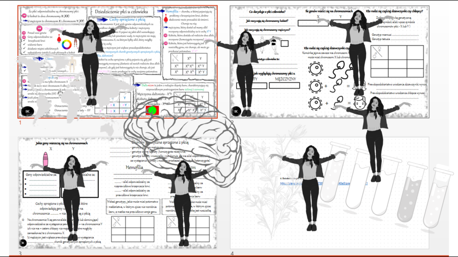 Minizestaw na temat „Dziedziczenie płci u człowieka „ – sketchnotka + karta pracy w power point + gratisowy link do prezentacji multimedialnej niekomercyjnej wykonanej w genial.ly do indywidualnego pobrania i użycia do celów niekomercyjnych. Biologia 8, 