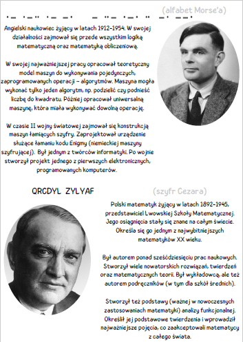 Gazetka - szyfrowanie + sylwetki znanych matematyków