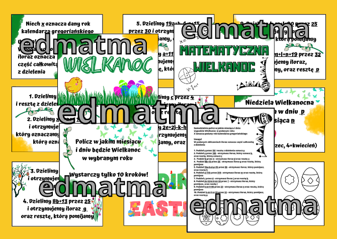 Wielkanoc - gazetka matematyczna + karta pracy