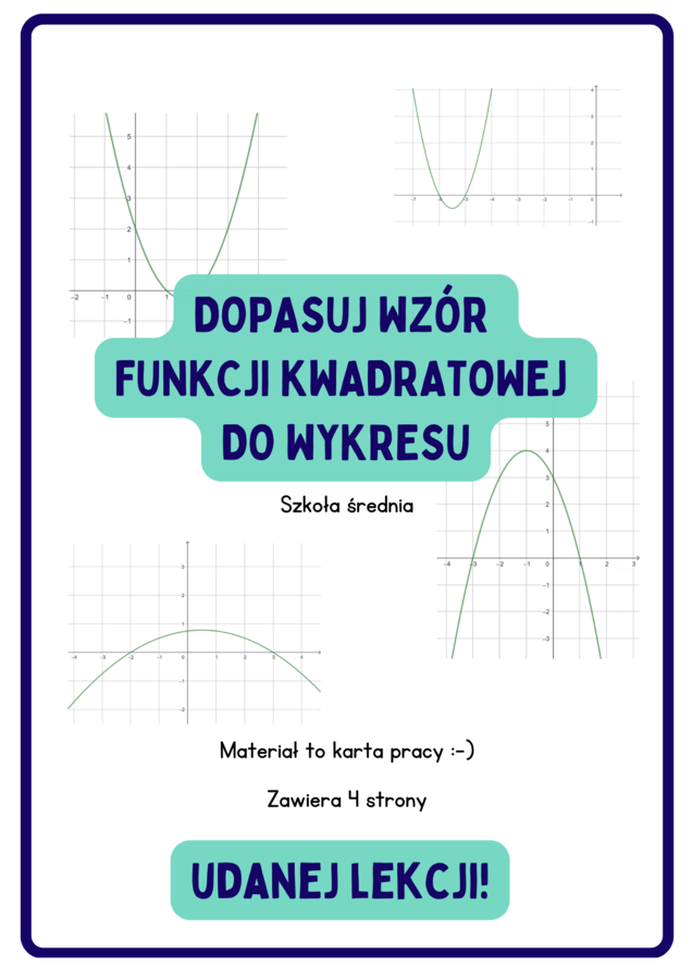 Dopasuj wzór funkcji kwadratowej do wykresu. Szkoła średnia :)