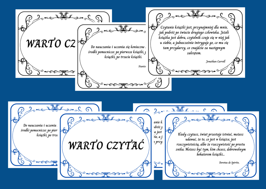 WARTO CZYTAĆ - gazetka - cytaty - 19 str. - fiszki - 2 wersje