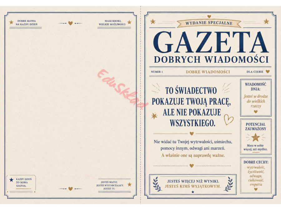 Wkładki motywacyjne do świadectwa – pozytywne słowa na zakończenie roku