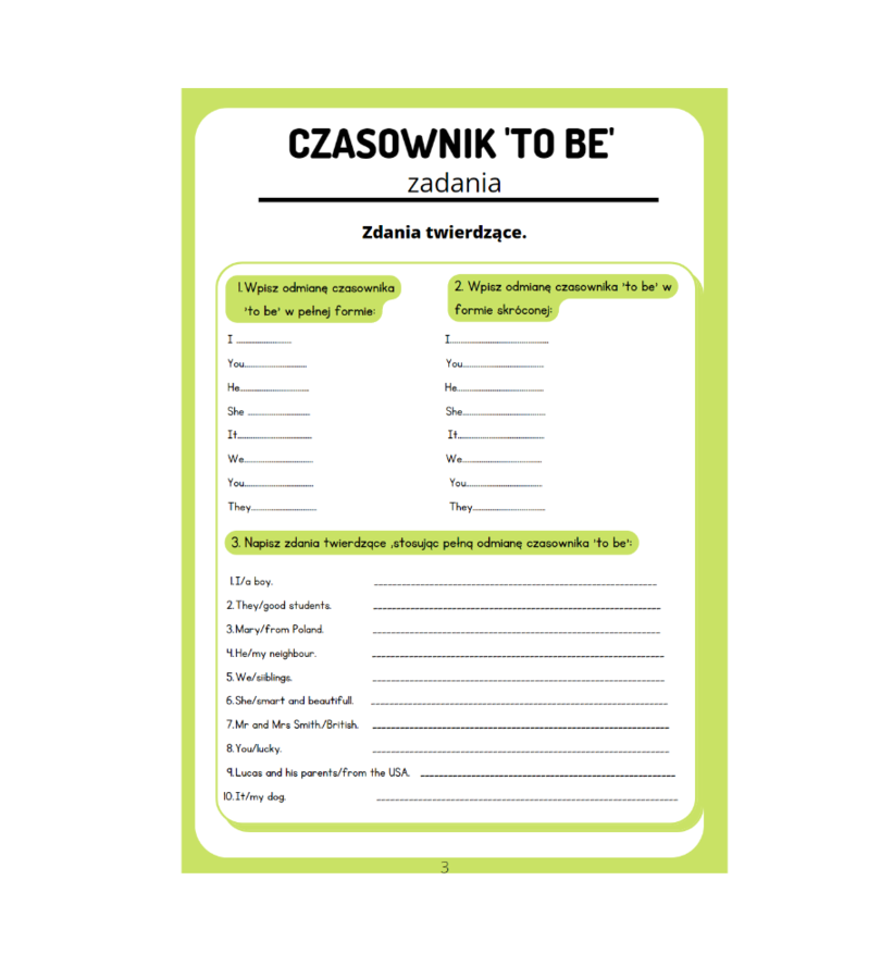 Pakiet Czasownik "to be"