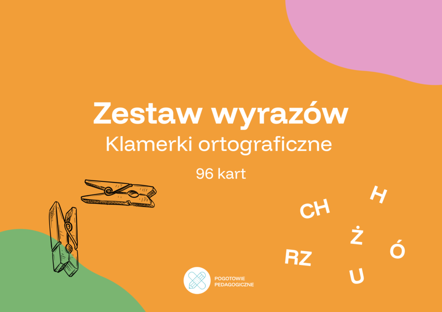 Zestaw wyrazów z trudnościami ortograficznymi- klamerki. 96 kart.