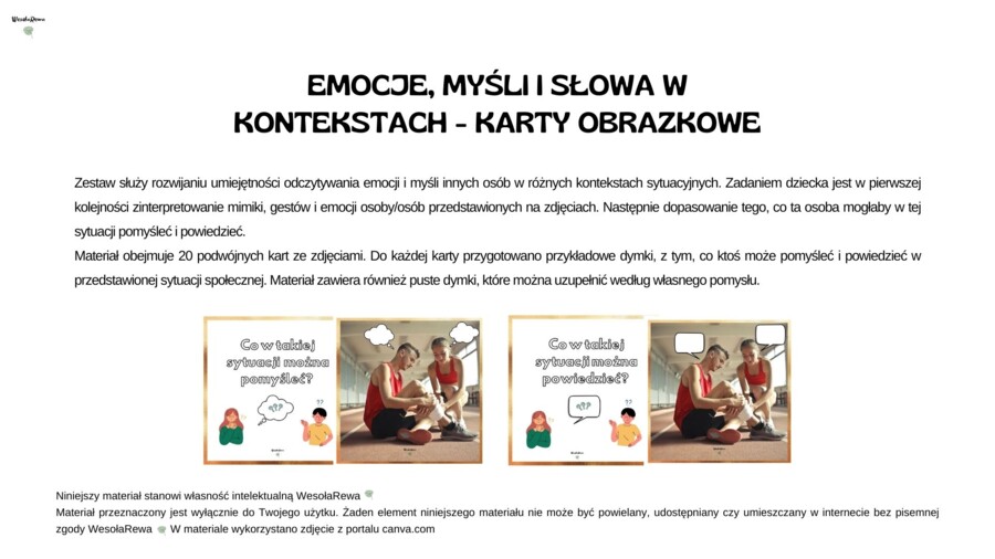 KARTY OBRAZKOWE Z DYMKAMI - EMOCJE, MYŚLI I SŁOWA W KONTEKSTACH