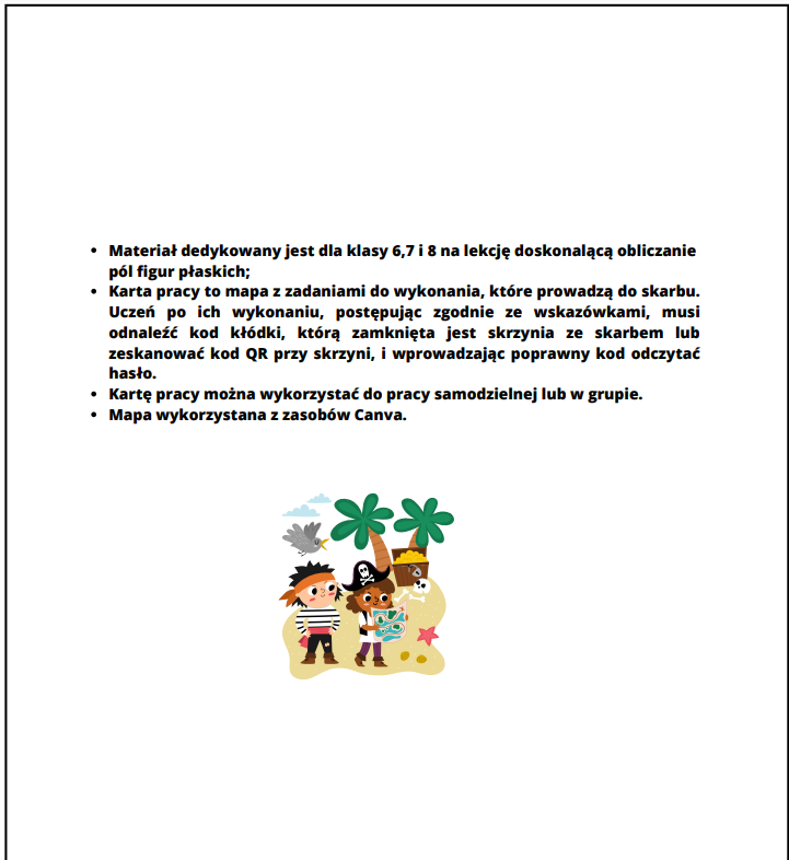 Pola figur płaskich - szukanie skarbu