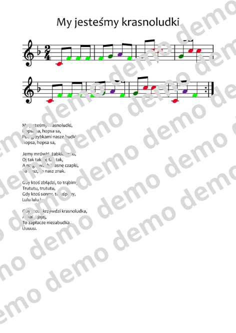 My jesteśmy krasnoludki nuty literowe