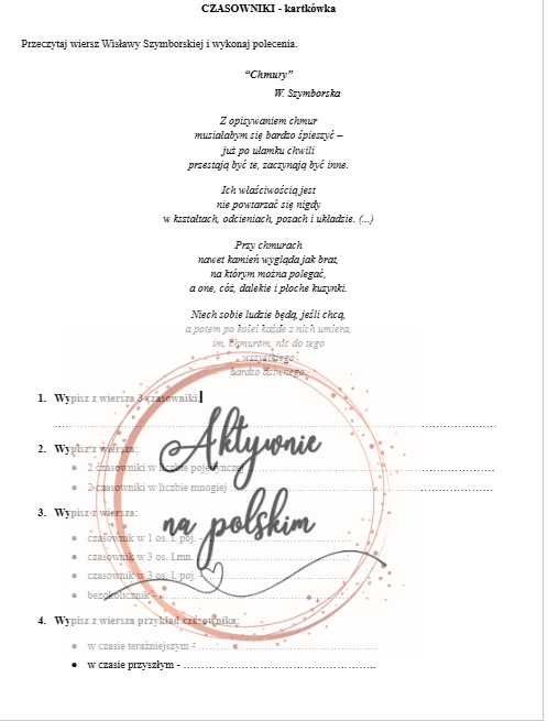 Czasownik - kartkówka